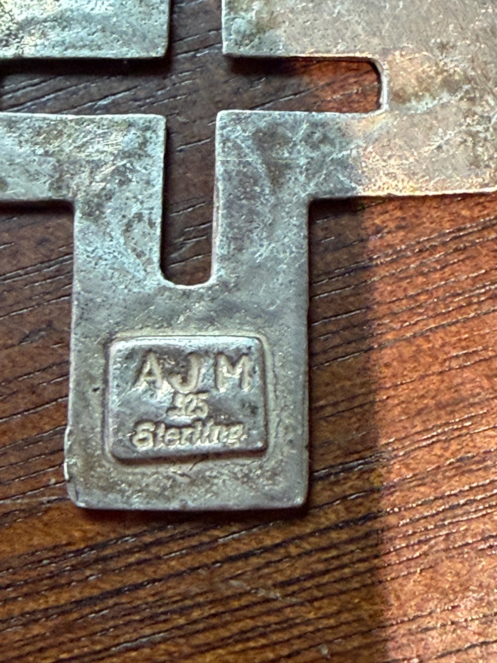 Vintage Southwestern AJM Stamped 925 Silver Cross Pocket Rosary Bracelet Bead - Picture 4 of 8
